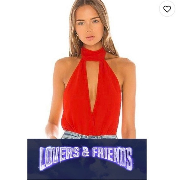 Lovers and Friends Red Cairo Bodysuit XL NWT New Backless Halter Valentine’s Day | Poshmark