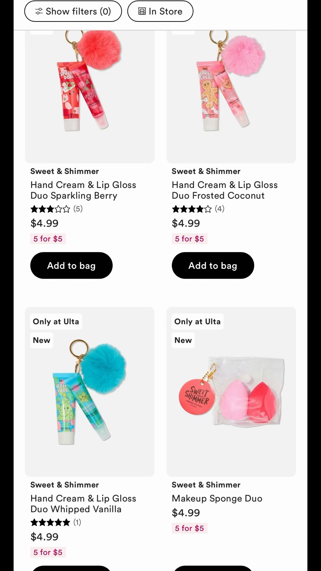 sweet & shimmer just dropped their $5 for $5 deals at Ulta!! So many options for stocking stuffers 🙌🏻🙌🏻

#LTKHoliday #LTKSeasonal #LTKGiftGuide