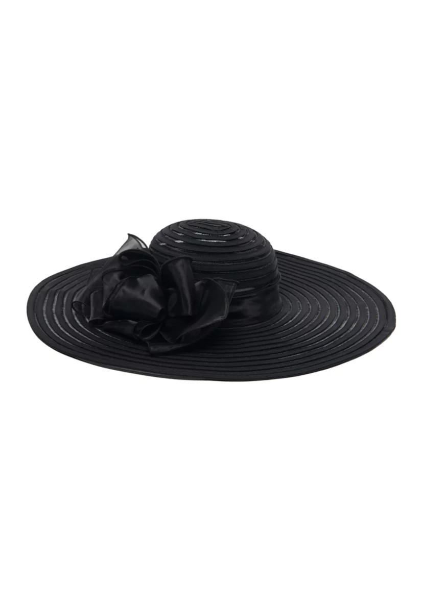 Braided Wide Brim Hat with Floral Trim | Belk