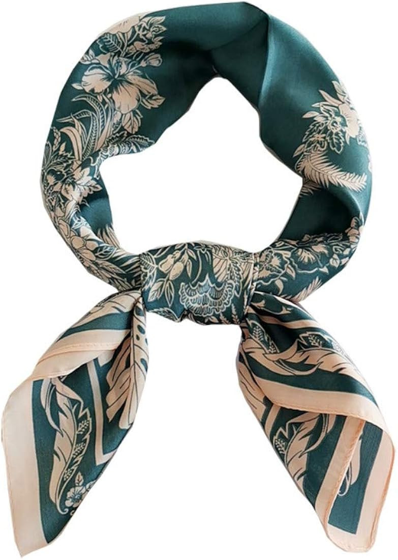 FONYVE Silk Feeling Scarf Medium Square Satin Head Scarf for Women 27.5 × 27.5 inches | Amazon (US)