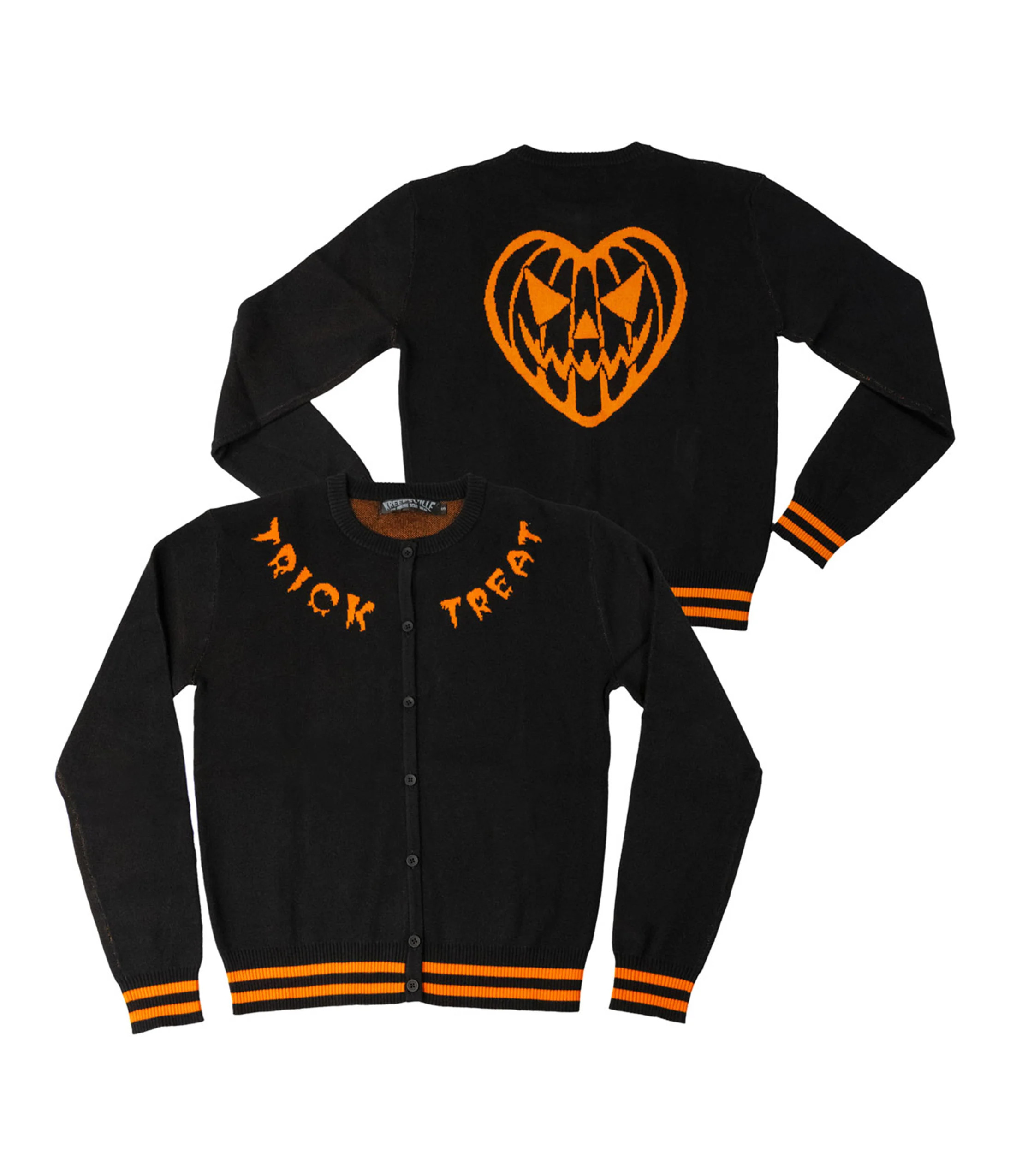 Black & Orange Trick Or Treat Cardigan | UniqueVintage