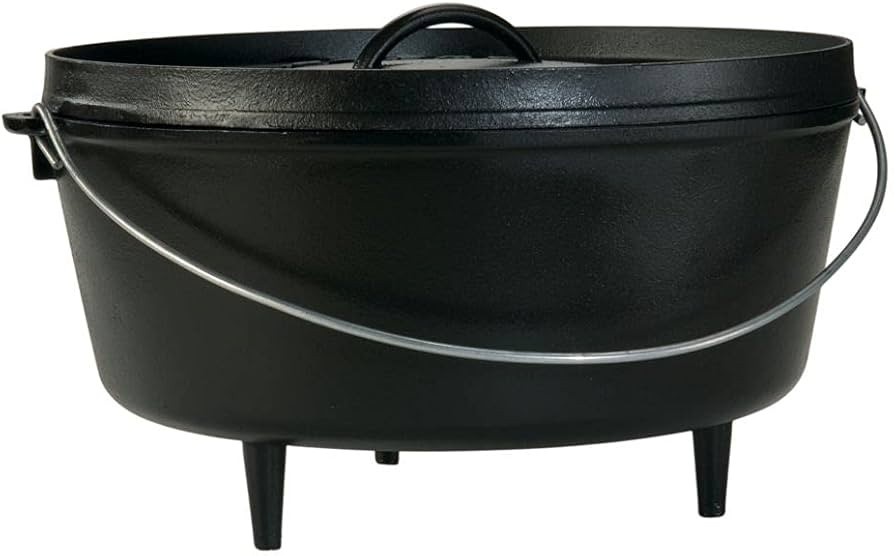 Lodge 10 Quart Pre-Seasoned Cast Iron Camp Dutch Oven with Lid - Dual Handles - Use in the Oven, ... | Amazon (US)