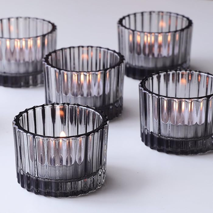 VOHO Classic Grey Tealight Candle Holder for Modern Home Decor, Set of 12 Tea Light Candle Holder... | Amazon (US)