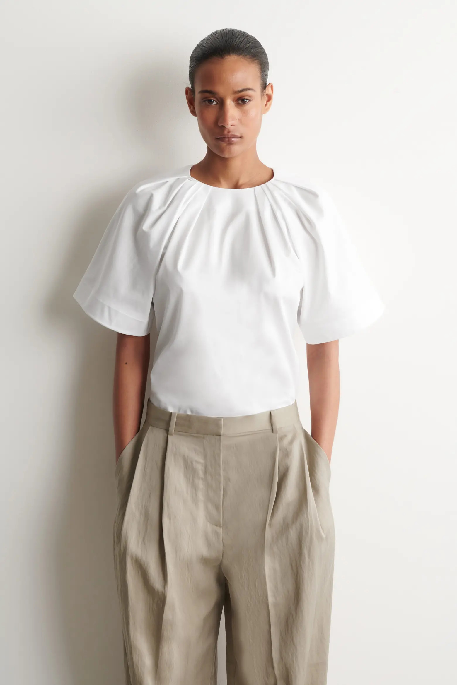 Gathered Short-sleeved Cotton Top (Women) | Nordstrom | Nordstrom