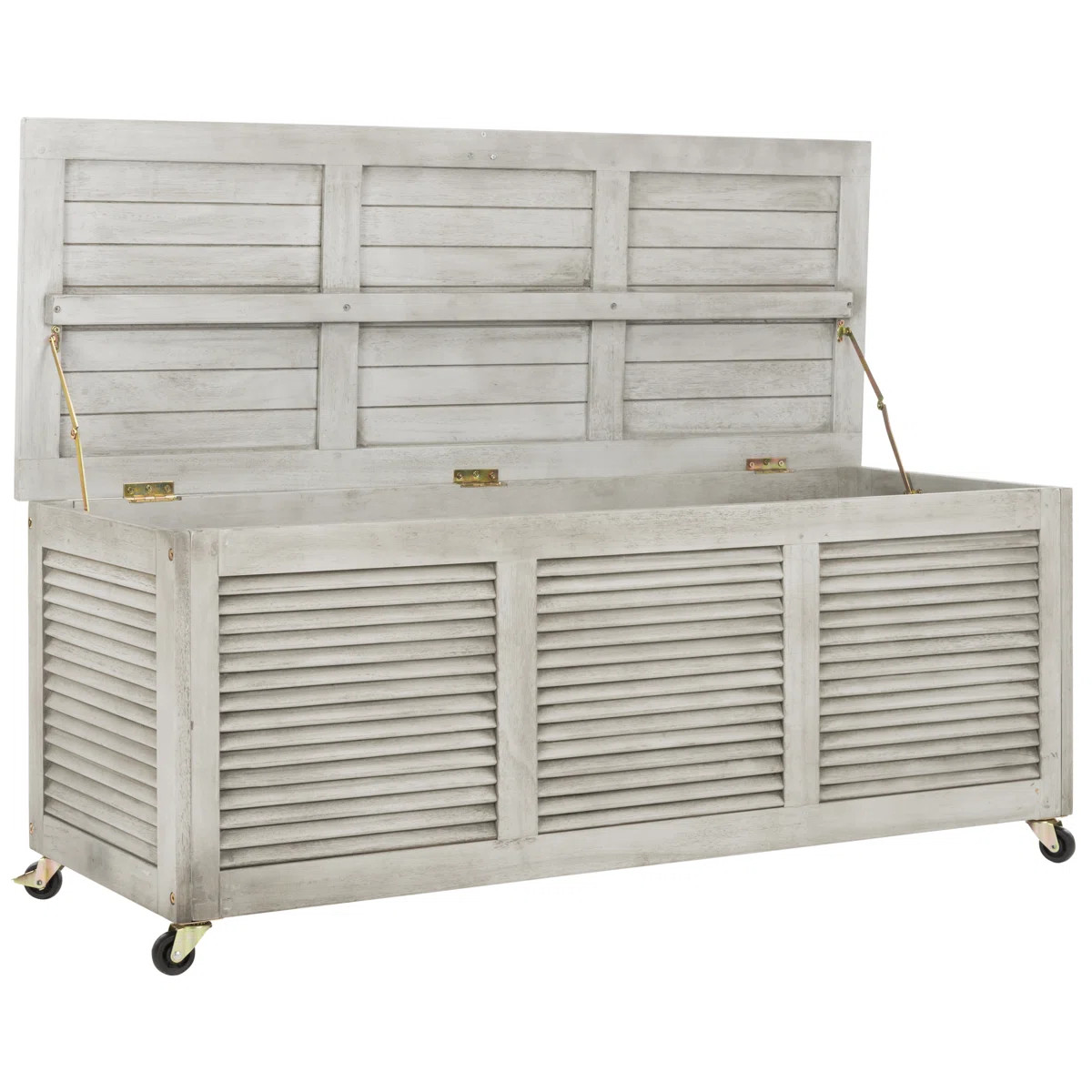 50 Gallon Eucalyptus Solid Wood Deck Box with Wheels | Wayfair North America