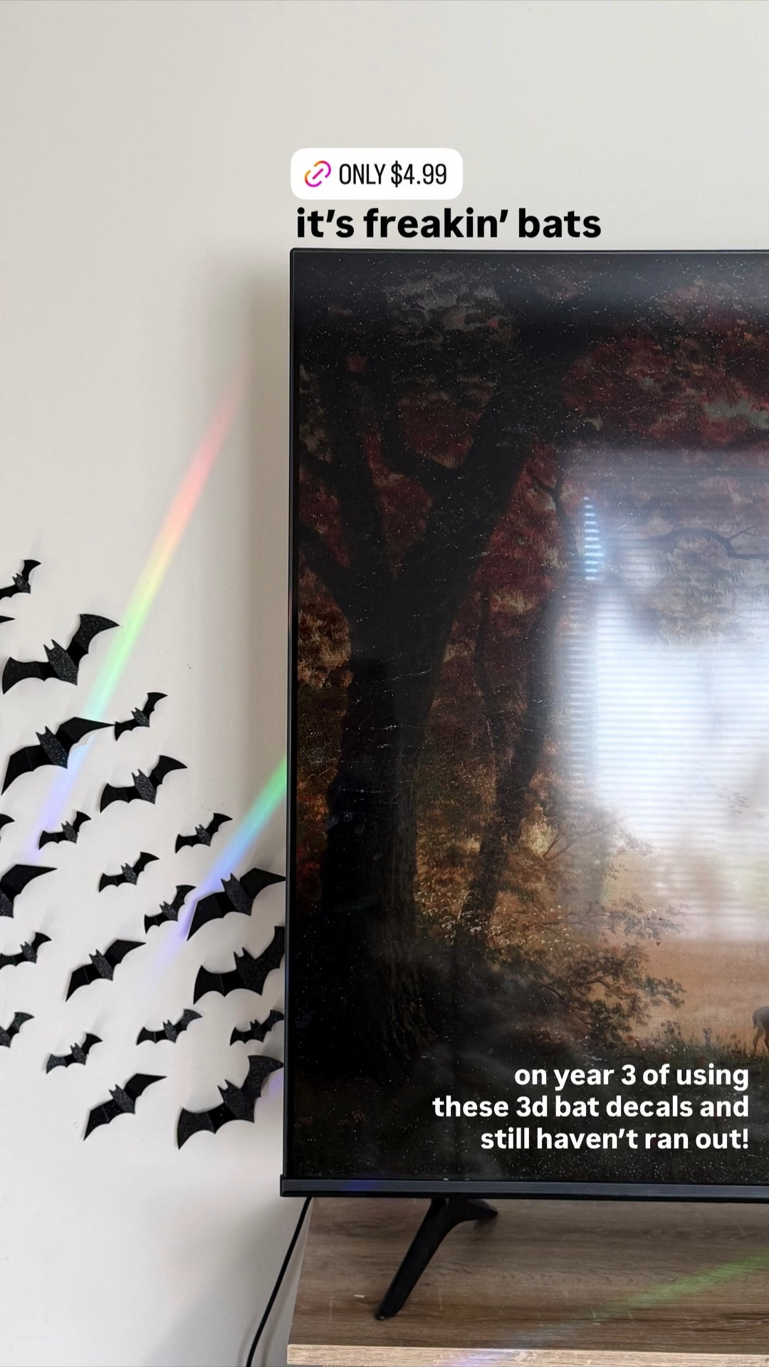 it’s freakin’ bats on year 3 of using these 3d bat decals and still haven’t ran out! @amazonfinds 
@amazonhome

#LTKHalloween #LTKHome #LTKSeasonal