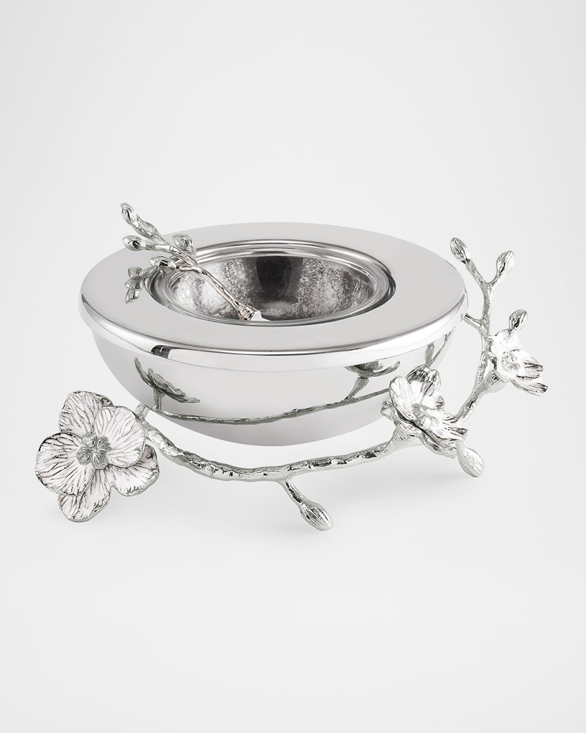 Silver Orchid Caviar Dish with Spoon | Neiman Marcus