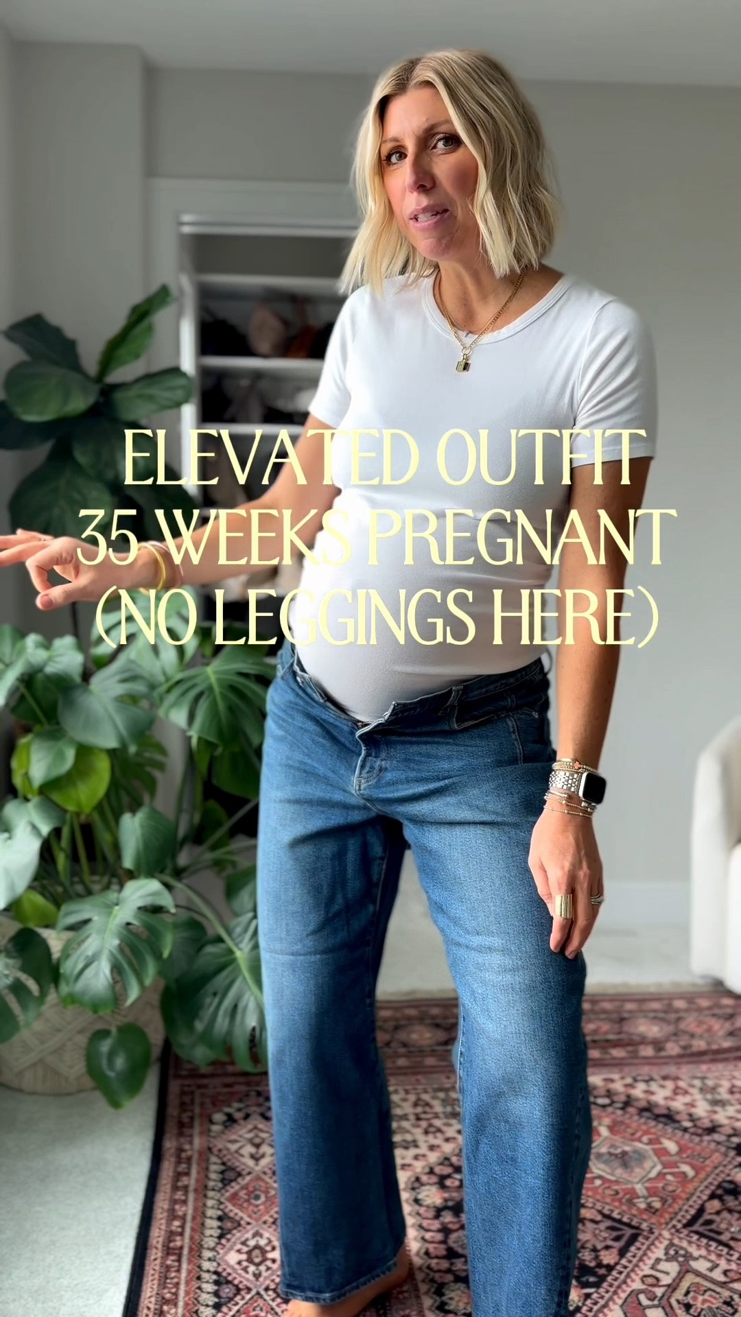 Real life denim outfit for third trimester. You don’t need to buy maternity jeans. 

Just add a scarf over your un-buttoned zipper😉 try it!

An elevated pair of loafers and a statement jacket are easy, fall uniform outfit makers- easy to repeat.

#LTKgrwm #LTKSeasonal #LTKOver40