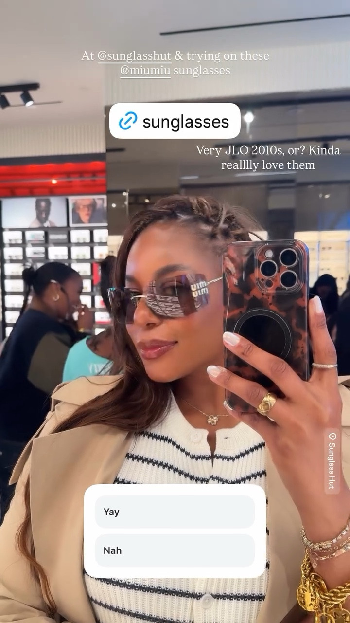 Very into these oversized statement sunglssses from Miu Miu! Love the 90s aesthetic - they feel very JLO. Would you rock these sunglasses for spring and summer? …. For more links to spring outfits 2026, easter dress women, easter outfits women, date night outfits, vacation outfits beach, spring dresses, easter basket ideas, work outfits, country concert outfits, follow me on LTK! ✨