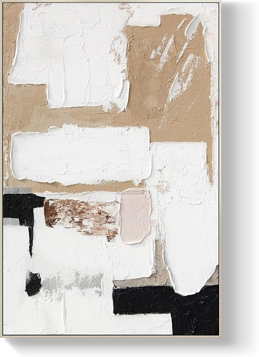 GeekMacro Neutral Tone Textured Wall Art - Hand Painted Oil Painting 45x30 Abstract White Beige B... | Amazon (US)
