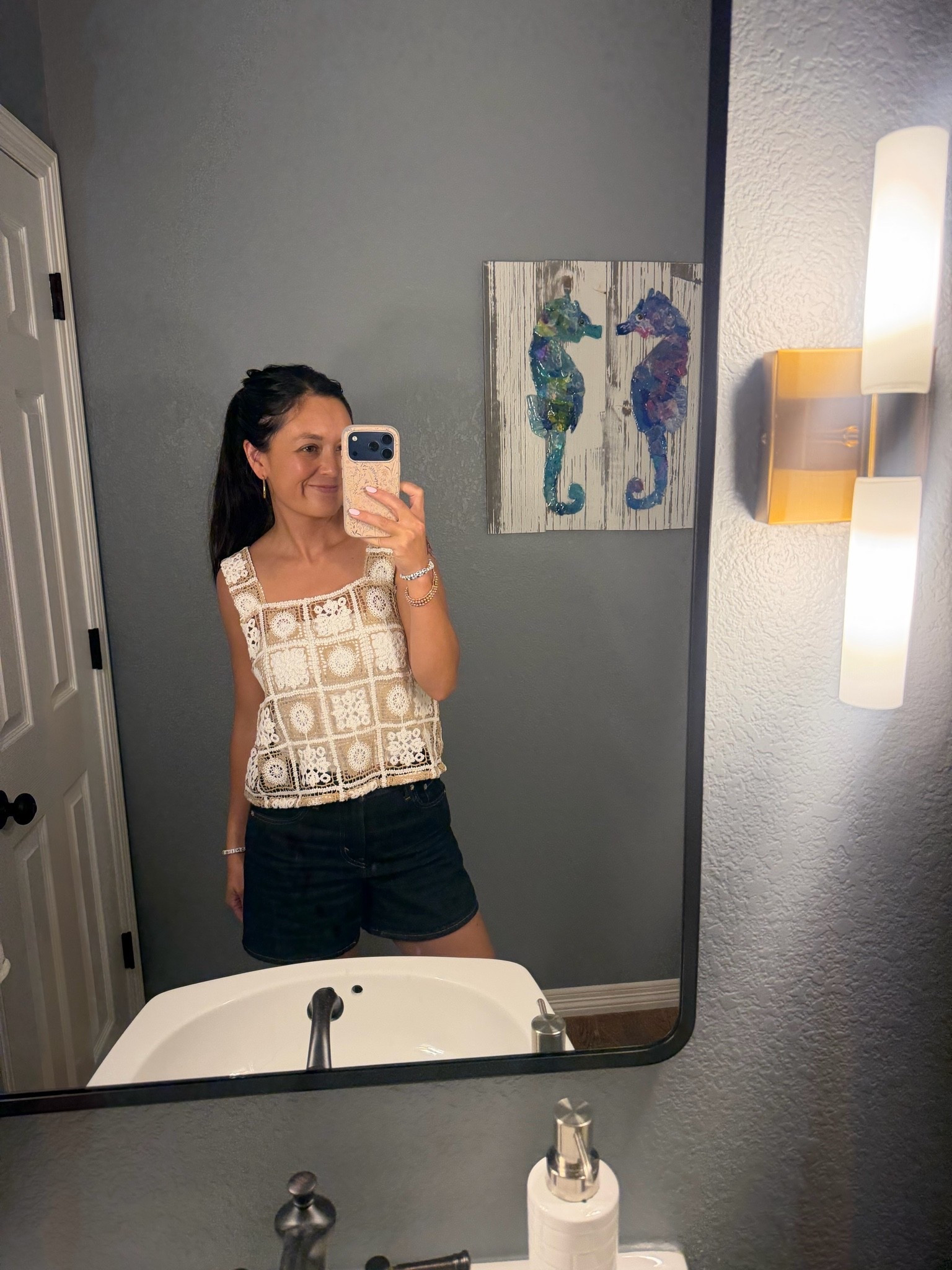 Crochet tank and dark denim mom shorts . End of summer outfit. Levi’s denim shorts mom length.

#LTKdayinmylife #LTKootd #LTKgrwm