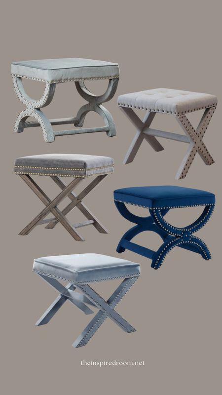 Ottomans + stools - velvet, leather, x base, curve base, nailheads 

#LTKsalealert #LTKstyletip #LTKhome