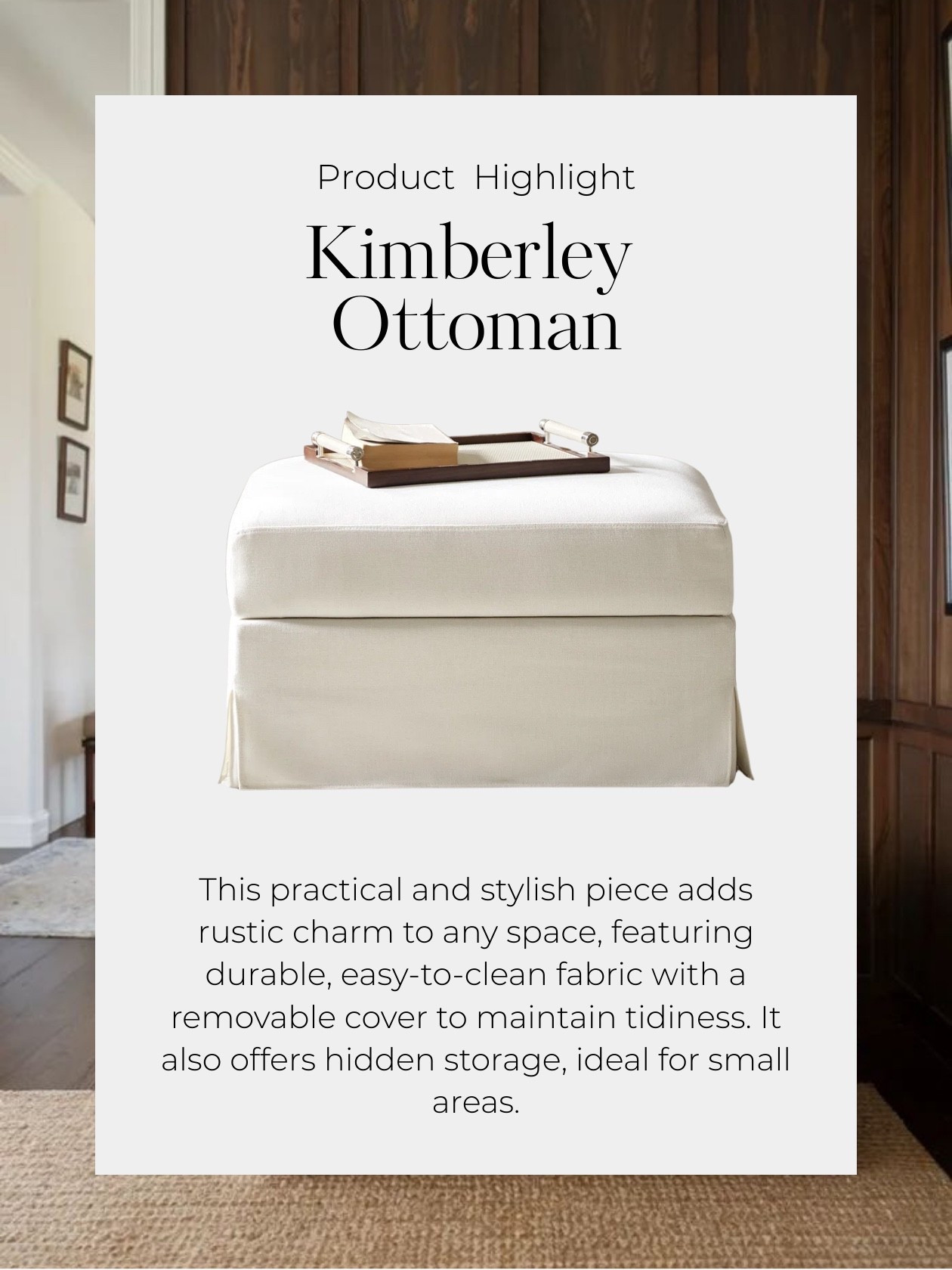 Meet the Kimberley Ottoman!
Beautiful yet sleek, this piece is upholstered in a soft cream fabric with a tailored skirted bottom for that timeless, elevated look. Hidden storage inside keeps things tidy, while the flip-around tray makes it the ultimate multitasker for extra seating, a coffee table, or a stylish spot to stash your essentials. The perfect blend of form + function for any living room.

#KimberleyOttoman #LivingRoomGoals #FunctionalBeauty #HiddenStorage #OttomanLove #InteriorInspo #SkirtedStyle #DesignThatFeelsGood #TimelessDesign #FurnitureGoals

#LTKHome
