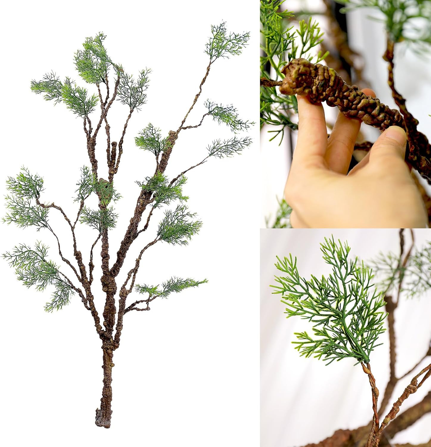 Fosolasi 39.3in Bendable Artificial Pine Tree Bark Branches Trunk Fake Wood Root Twigs Plants Vines Garland With Green Leaf For Wall Hanging Reptile Outdoor Home Room Jungle Halloween X'mas Decoration | Amazon (US)