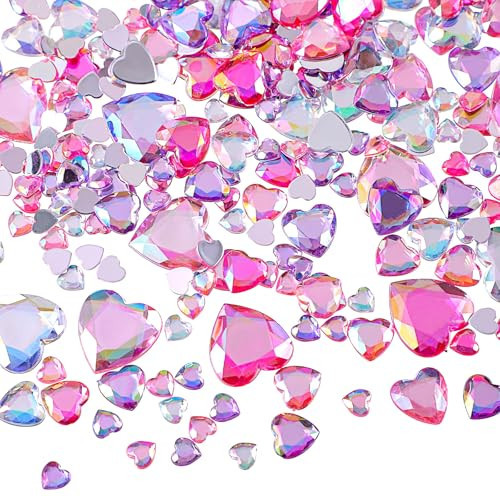 Chuangdi 516 Pcs Acrylic Rhinestone Crystal Gems Rhinestone Flat Back 18mm/12mm/10mm/6mm for Valentine's Day Wedding Decoration DIY Clothes Shoes Jewelry Making Crafts(Light Color,Heart) | Amazon (US)