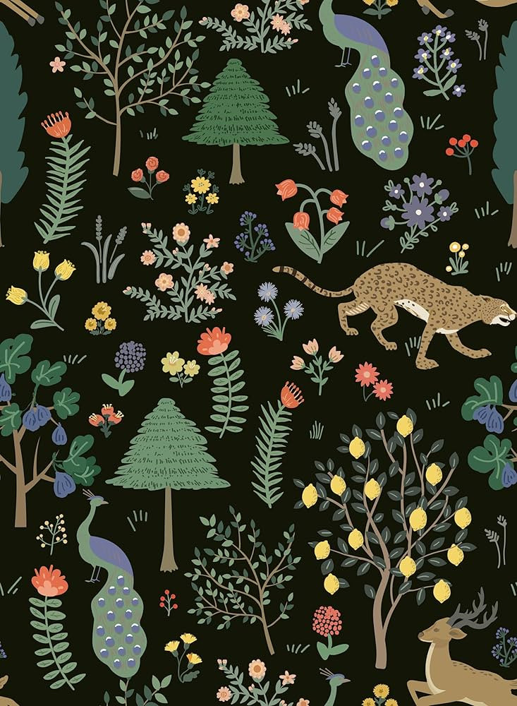 Floral Peel and Stick Wallpaper Boho Flower Contact Paper Dark Forest Animal Wallpaper Peacock Bo... | Amazon (US)