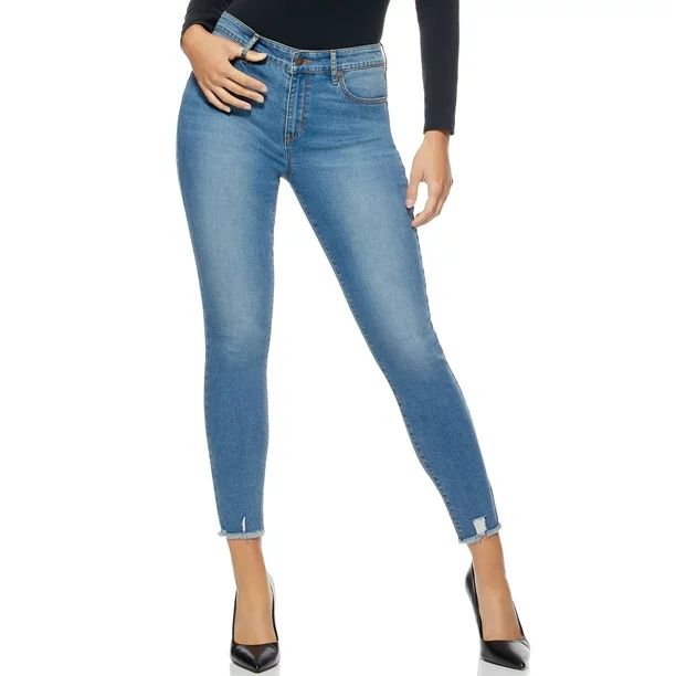 Sofia Jeans Rosa Curvy Ripped Hem High Waist Ankle Jean Women's, Regular Inseam | Walmart (US)