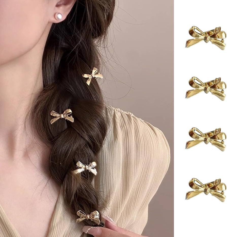 8pcs Gold Bow Small Hair Clips - Cute Bow Hair Claw Clips Sweet&Cool Small Bangs Claw Clips Gold ... | Amazon (US)