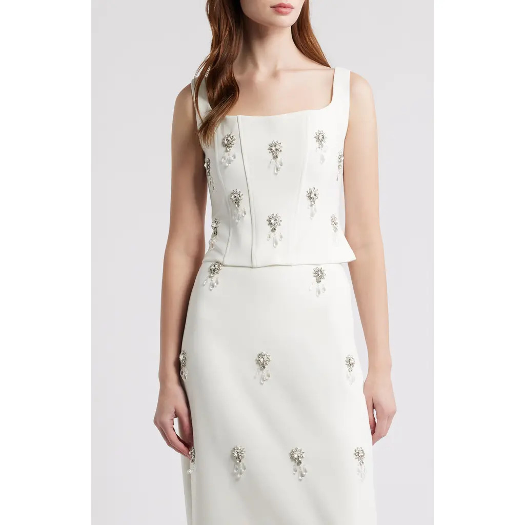 Odd Muse The Ultimate Muse Crystal Corset Top in White at Nordstrom, Size Small | Nordstrom