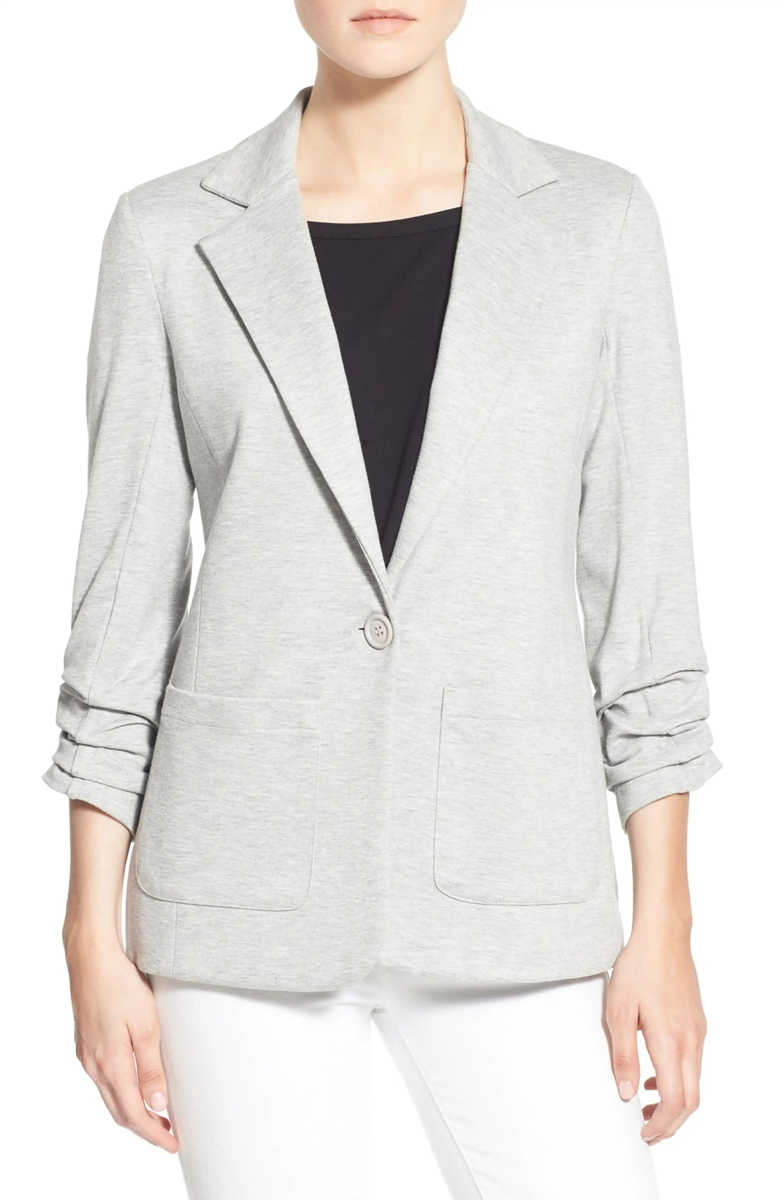 'Jane' Ruched Sleeve Knit Blazer | Nordstrom