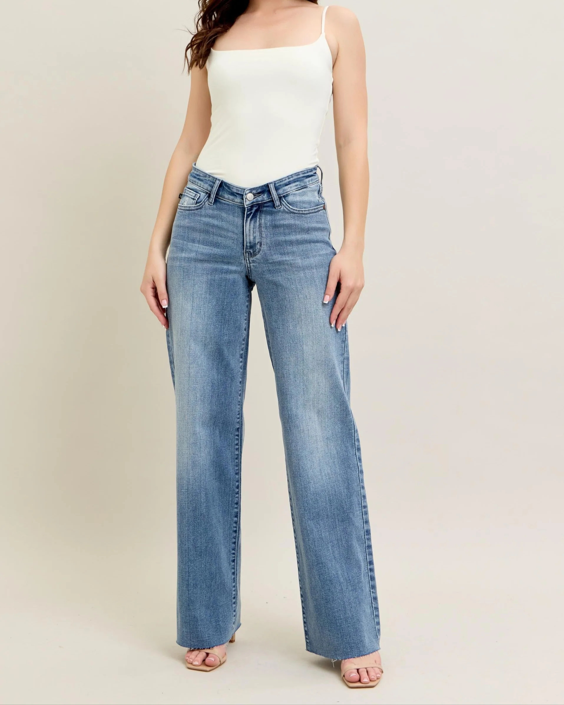 V - Front Baggy Jean by Judy Blue Medium Denim / 30 | ish Boutique