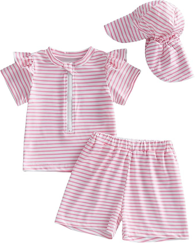 Baby Toddler Girls Swimsuit Infant Girl 6 12 18 24M 2T 3T 4T Bathing Suit Swimwear 3Pcs Set Rash ... | Amazon (US)