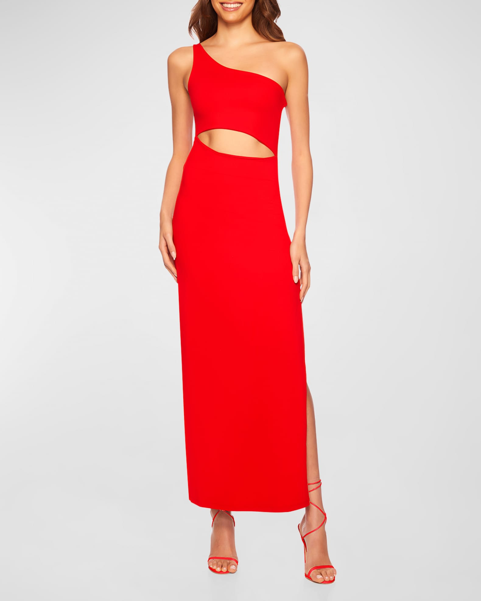 One-Shoulder Cutout Slit Maxi Dress | Neiman Marcus