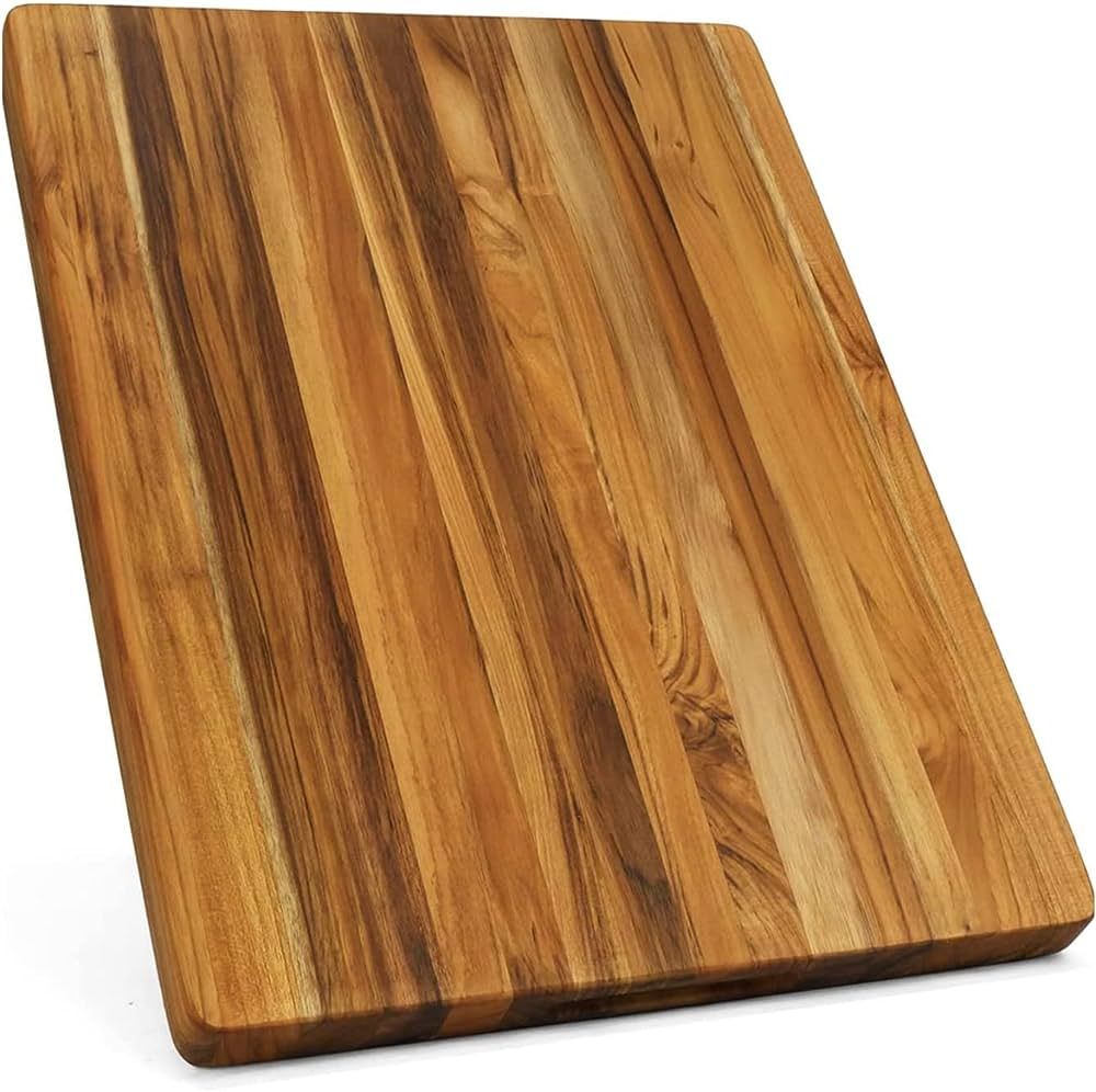 BEEFURNI Teak Wood Cutting Board with Hand Grip, Wooden Cutting Boards for Kitchen Medium, Choppi... | Amazon (US)