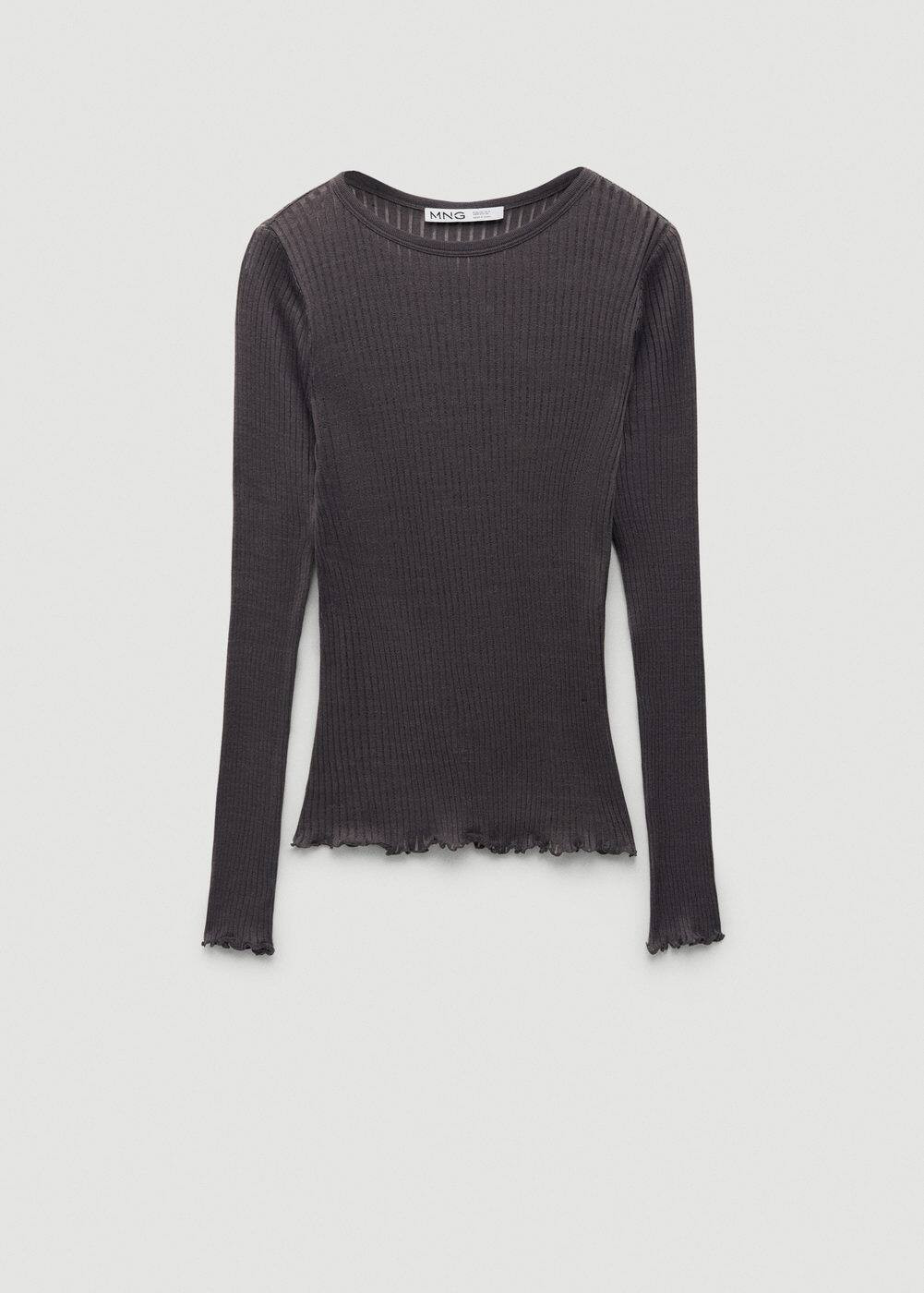 Long sleeve silk t-shirt -  Women | Mango United Kingdom | MANGO (UK)