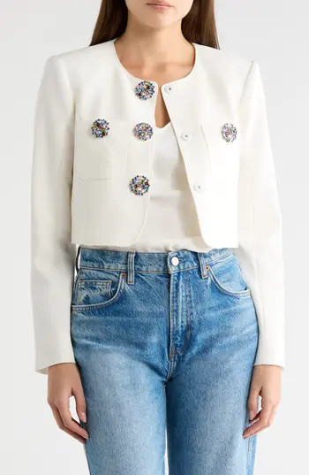 Cinq à Sept Auden Crop Jacket in Ivory at Nordstrom Rack, Size 12 | Nordstrom Rack