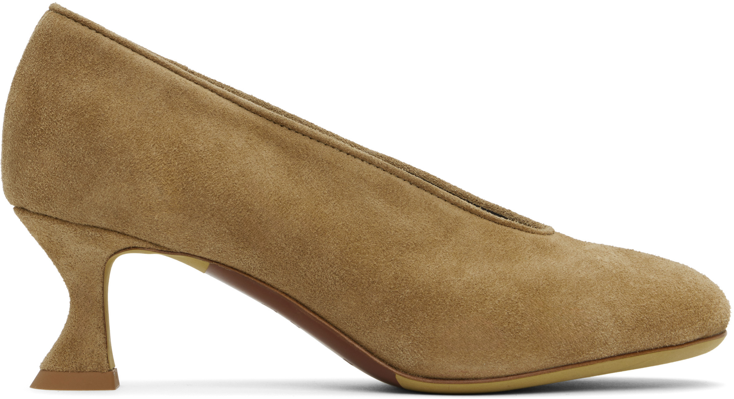 Moschino Beige Duck Suede Heels | SSENSE