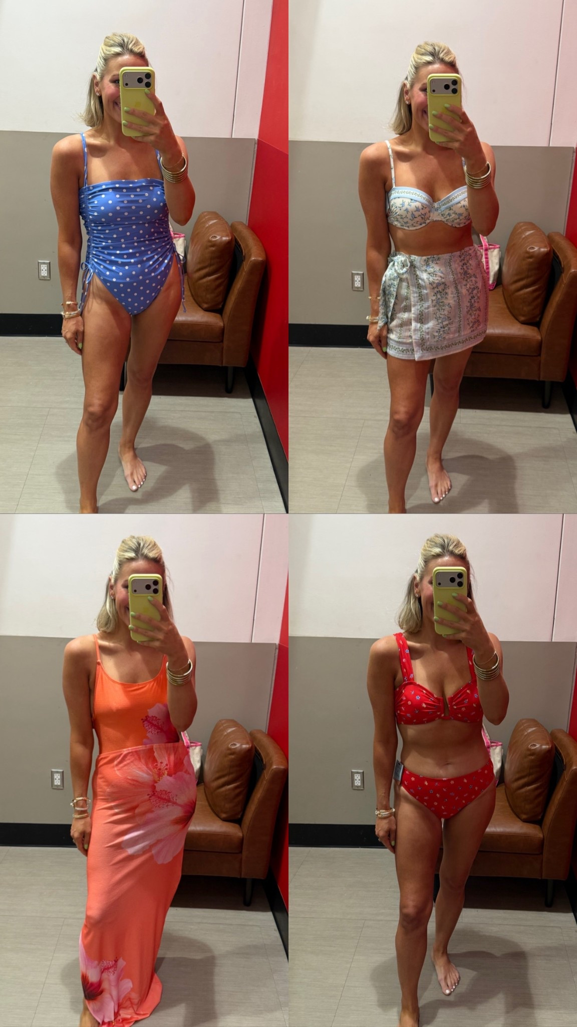 Affordable @Target swim!! The red isn’t online yet but linking some other favs!! Check in stores for the red 2 piece! So fun! I did a medium in everything and a 36B in the top of the blue floral! Wish I would’ve sized down one size though in that top! #target #targetpartner 

#LTKfitnessgoals #LTKootd #LTKgrwm