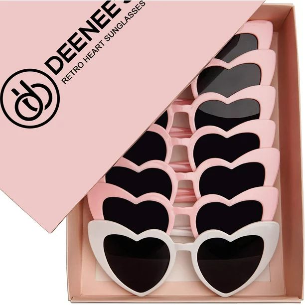 Deenee's Retro Pink Heart Shaped Sunglasses Multi-color Heart Party Favors, 7 Count - Walmart.com | Walmart (US)