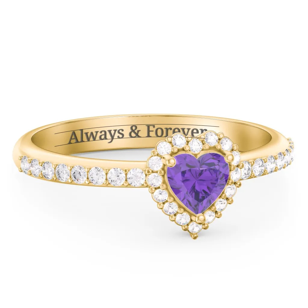Halo Heart Ring with Accented Band | Jewlr