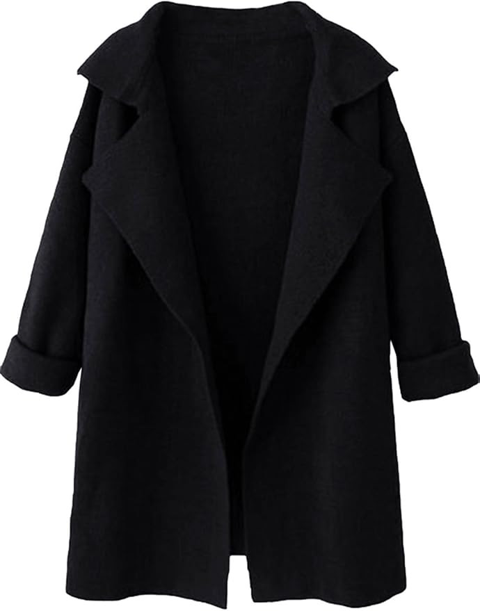 SheIn Women's Long Sleeve Cardigan Lapel Open Front Sweater | Amazon (US)