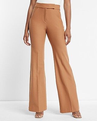 Super High Waisted Flare Trouser Pant Brown Women's 12 Long | Express