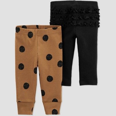 Baby Girls' 2pk Polka Dot Pull-On Pants - Just One You® made by carter's Black/Brown | Target