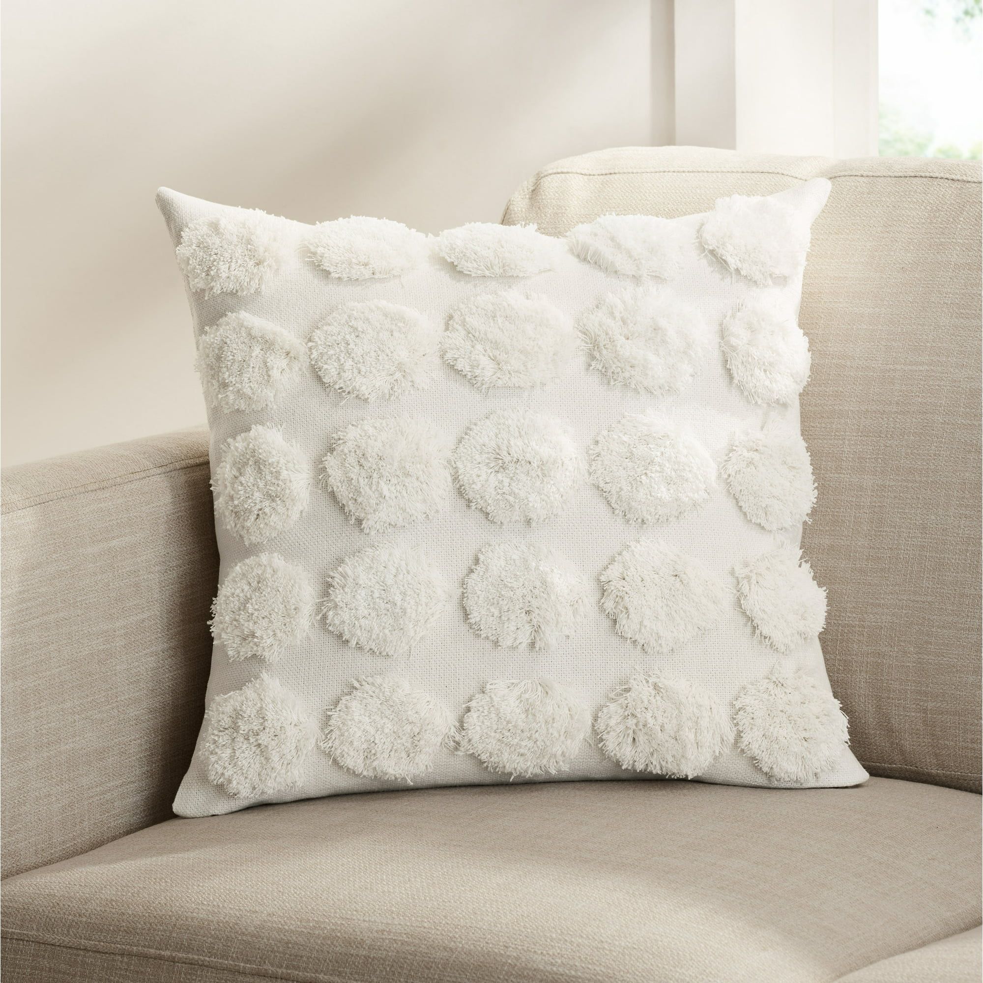 Gap Home Tufted Dot Decorative Square Throw Pillow Ivory 20" x 20" | Walmart (US)