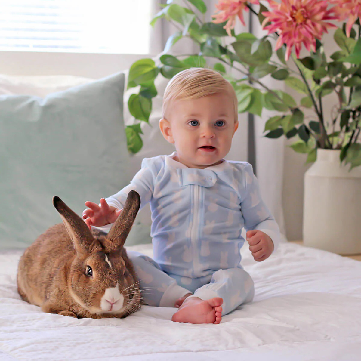 Bunny Peeps Light Blue Zip Sleeper | Classic Whimsy