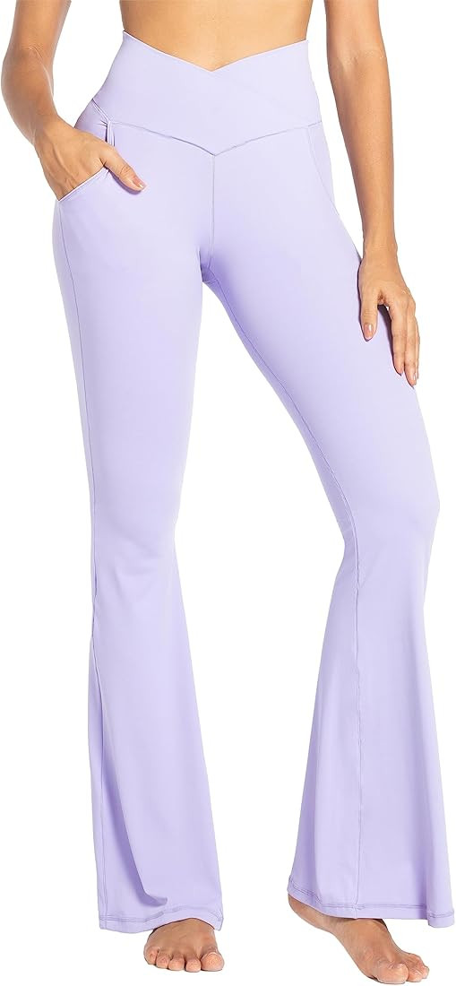 Sunzel Flare Leggings for Women with Pockets, Crossover Yoga Pants with Tummy Control, High Waisted  | Amazon (US)