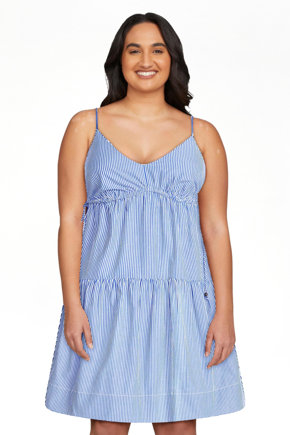 Free Assembly Women's Tiered Sleeveless Cotton Mini Dress with Side Ties, Sizes XS-XXL | Walmart (US)