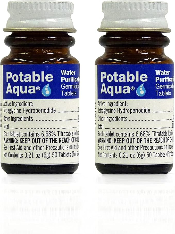 Potable Aqua Germicidal Water Purification Tablets - 50 Count Twin Pack | Amazon (US)