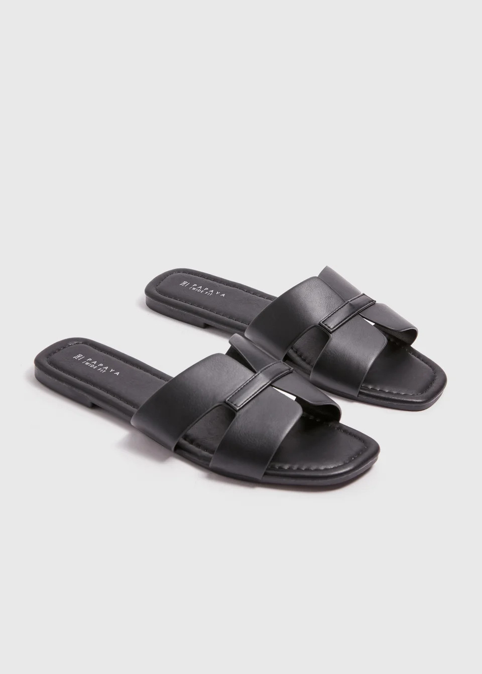 Black Wide Fit  Mule Sandal - Size 3 | Matalan (UK)