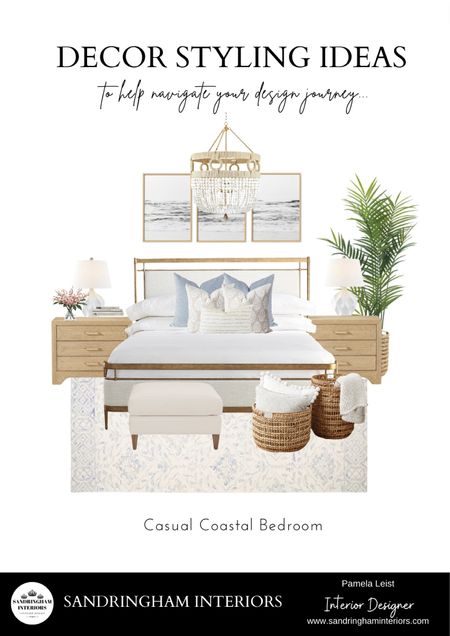 Casual Coastal Interiors | Home Decor Finds | Modern Bed Frame | Nightstand | Beaded Chandelier | Minimalist Artwork | Ottoman | Woven Baskets

#LTKhome