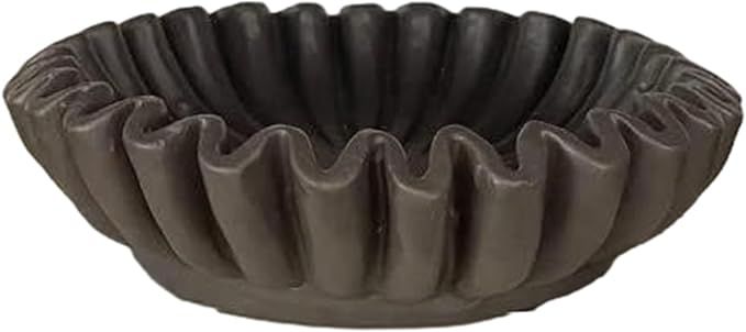 Scalloped Bowl Resin Decorative Tray Contemporary Decorative Bowl Resin Handicraft Fluted Ruffled... | Amazon (US)