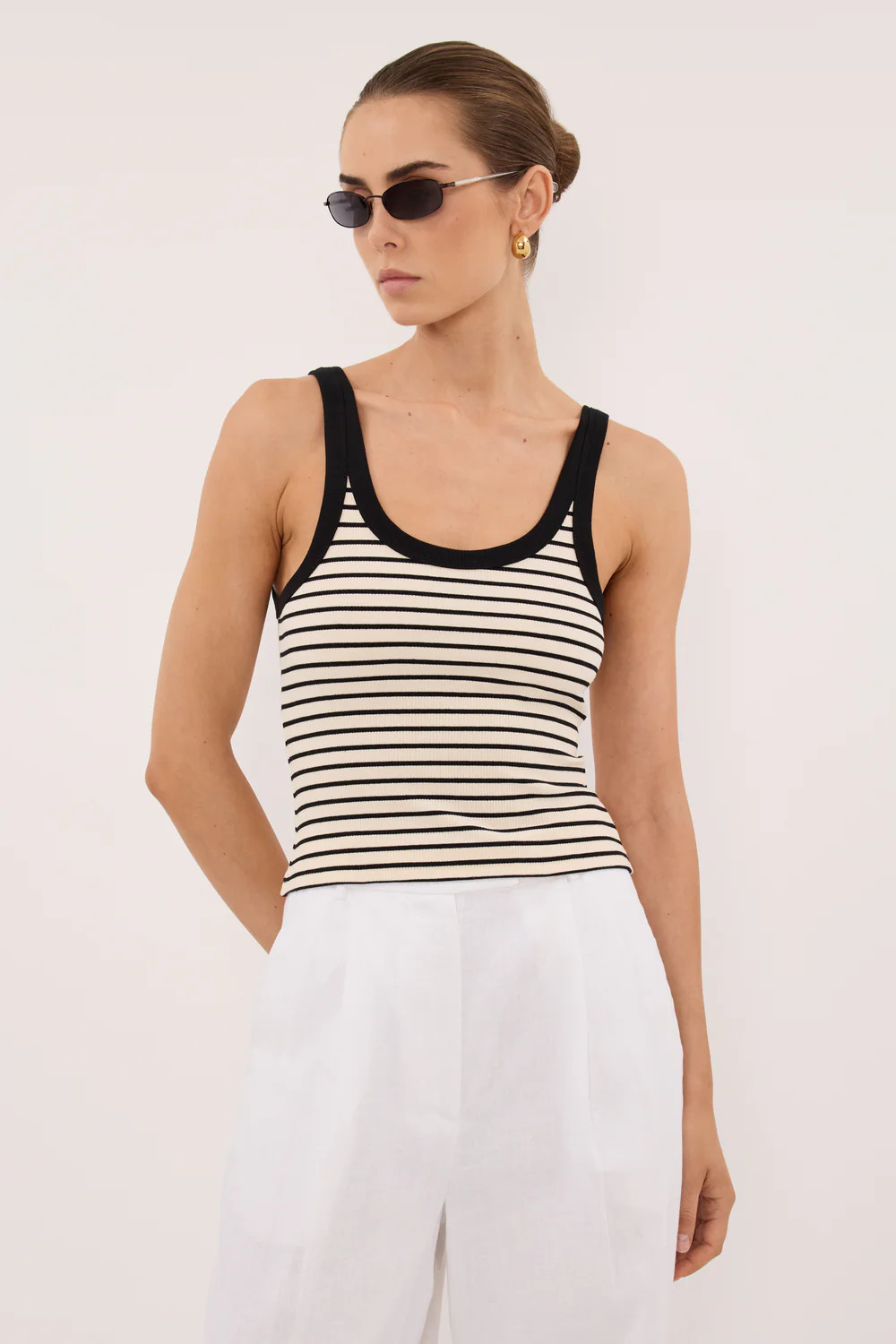PENNY CREAM/BLACK STRIPE KNIT TANK | DISSH
