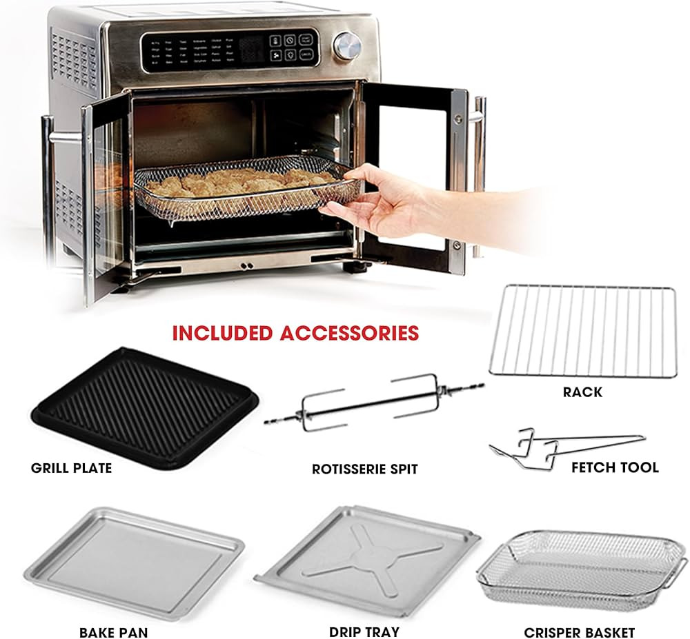 Emeril Lagasse 26 QT Extra Large Air Fryer, Convection Toaster Oven with French Doors, Stainless ... | Amazon (US)