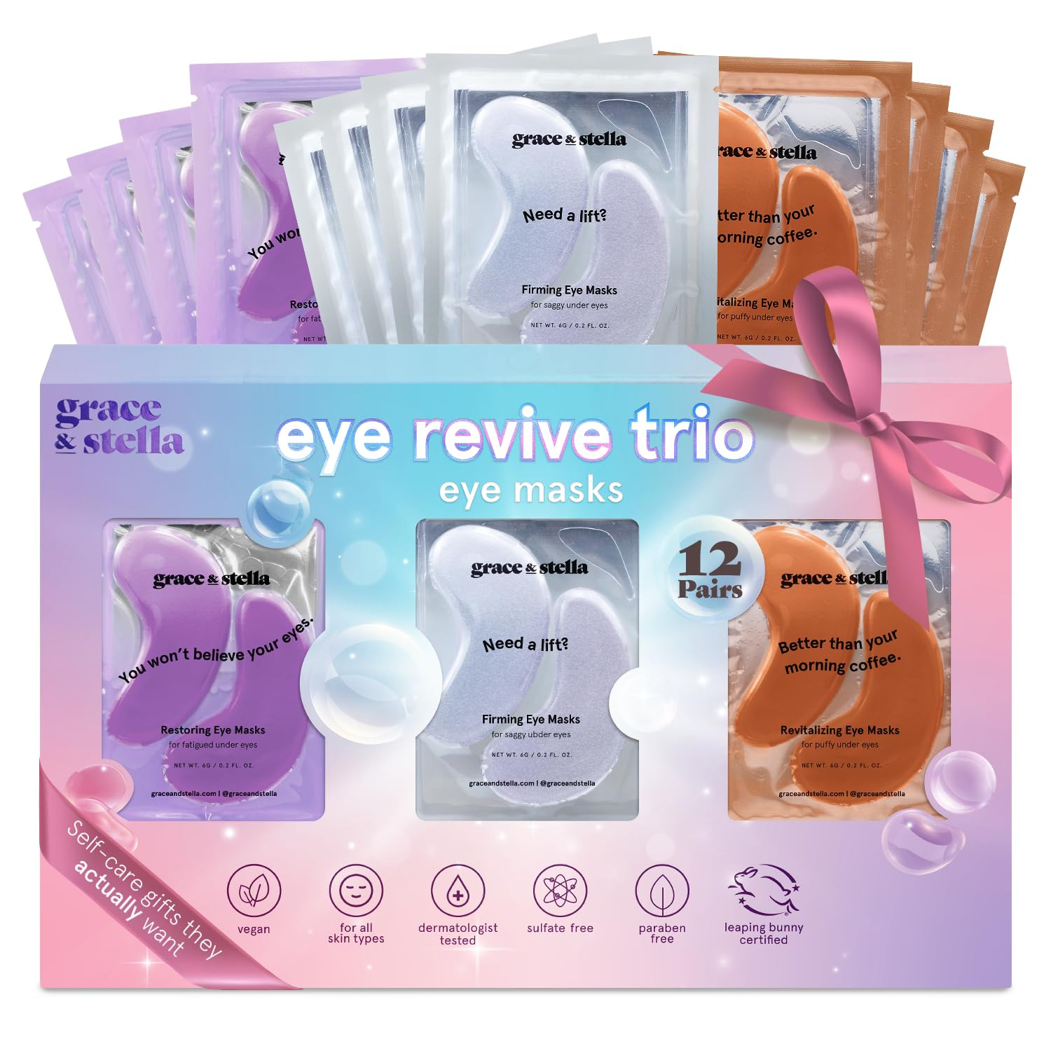 grace & stella Under Eye Patches (12 pairs) Eye Masks for Dark Circles and Puffiness - Gifts for ... | Amazon (US)