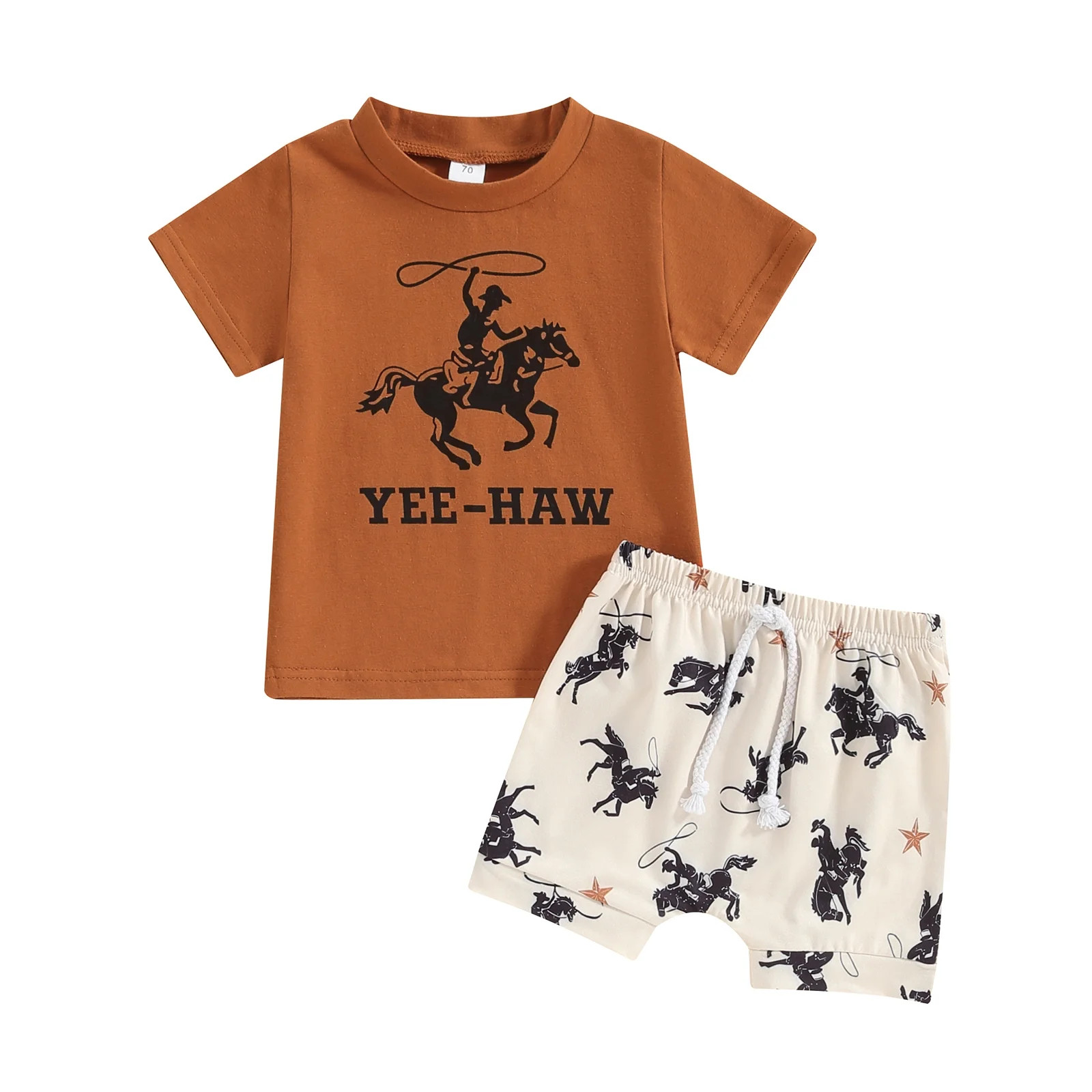 Elippeo Toddler Boy Western Shorts Set 6 12 18 24 Months 3 Years Letter Print Short Sleeve T-Shir... | Walmart (US)