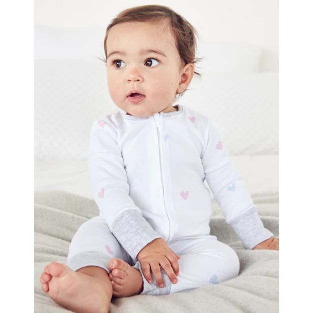 Organic Cotton Heart-Print Zip Sleepsuit (0–24mths | New In Baby | The  White Company | The White Company (UK)